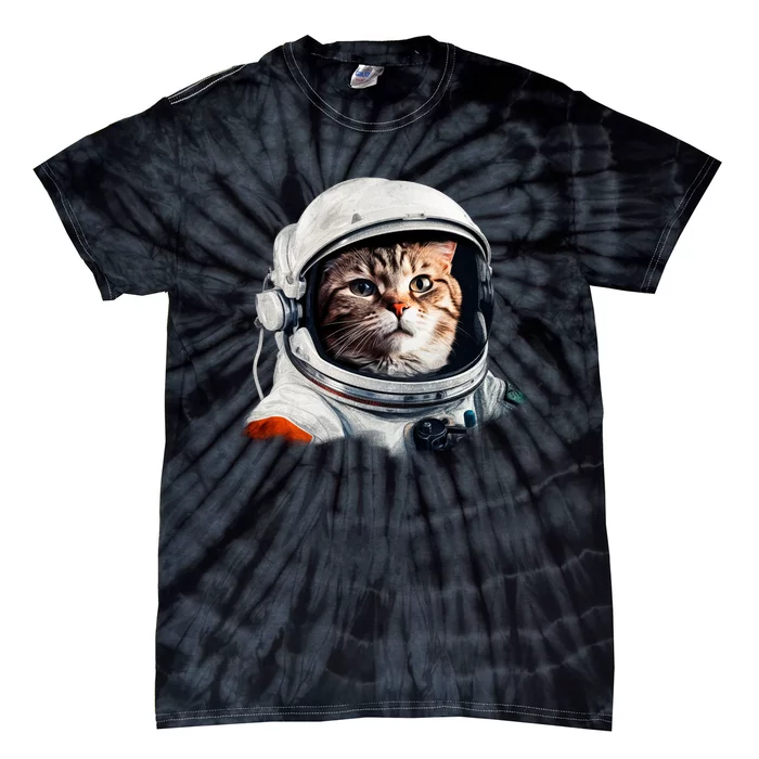 Realistic Astronaut Cat Tie-Dye T-Shirt