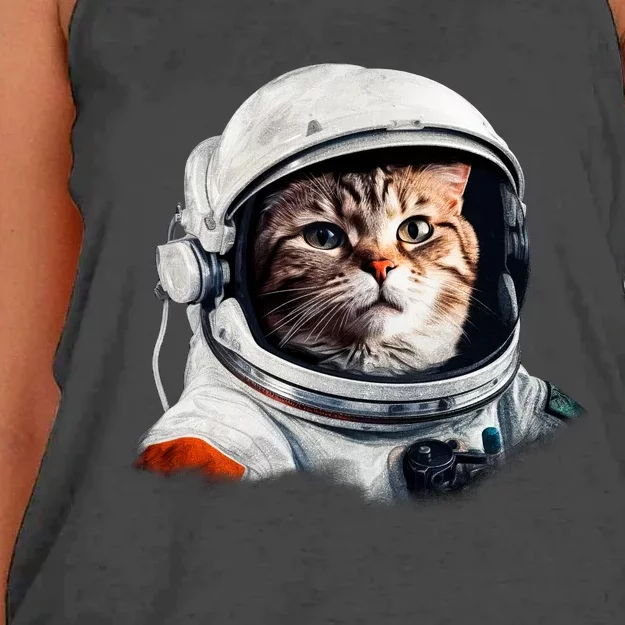 Realistic Astronaut Cat Women's Knotted Racerback Tank