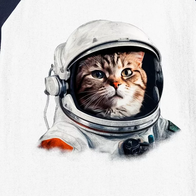 Realistic Astronaut Cat Baseball Sleeve Shirt