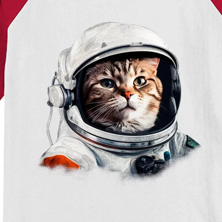 Realistic Astronaut Cat Kids Colorblock Raglan Jersey