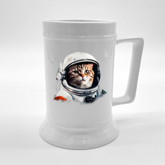 Realistic Astronaut Cat Front & Back Beer Stein