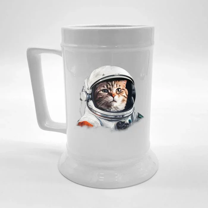 Realistic Astronaut Cat Front & Back Beer Stein