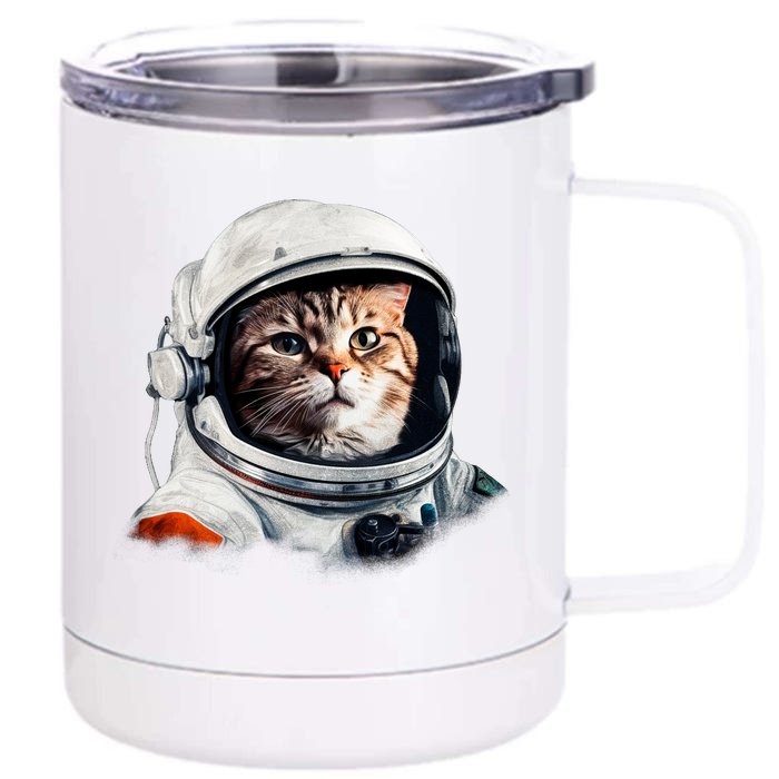 Realistic Astronaut Cat Front & Back 12oz Stainless Steel Tumbler Cup