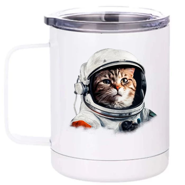 Realistic Astronaut Cat Front & Back 12oz Stainless Steel Tumbler Cup