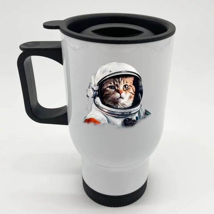 Realistic Astronaut Cat Front & Back Stainless Steel Travel Mug