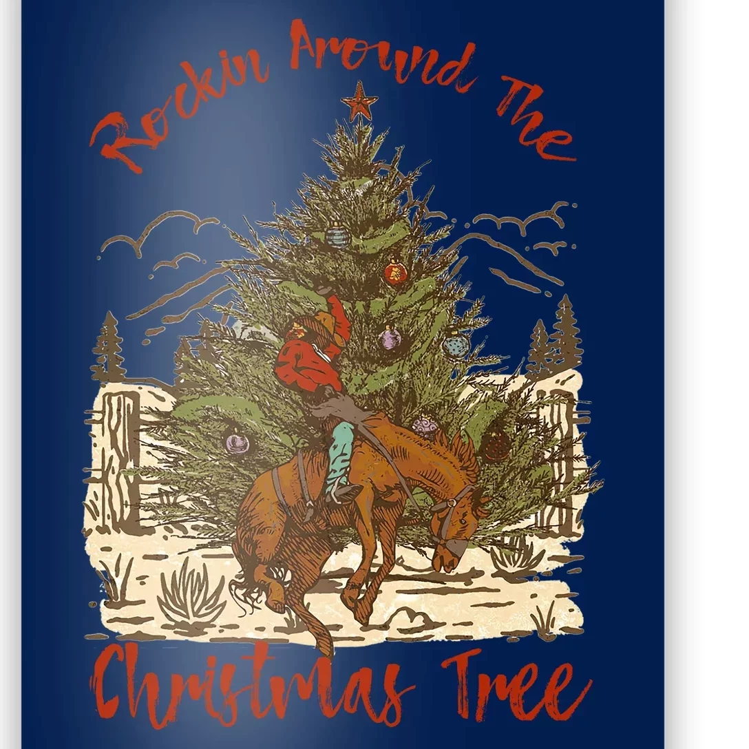 Rockin Around Christmas Cowboy Tree With Santa Poster