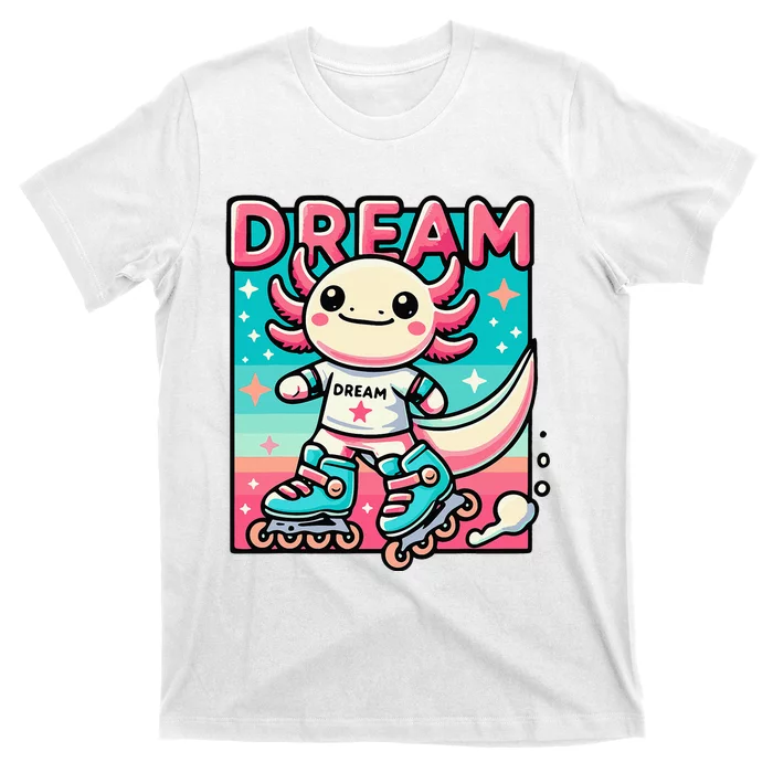 Rollerblading Axolotl Cute Salamander On Inline Skates T-Shirt