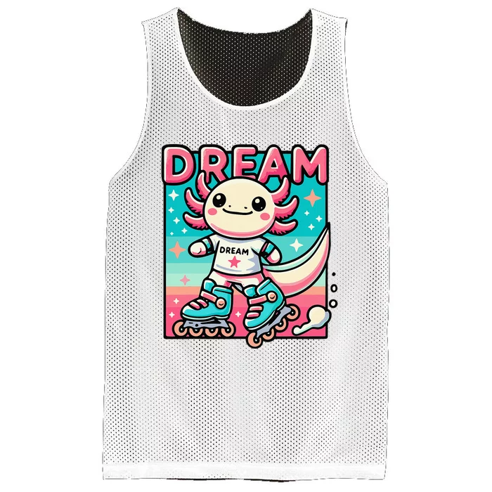 Rollerblading Axolotl Cute Salamander On Inline Skates Mesh Reversible Basketball Jersey Tank