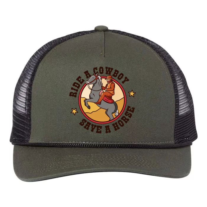 Ride A Cowboy Save A Horse Retro Rope Trucker Hat Cap