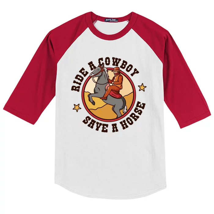 Ride A Cowboy Save A Horse Kids Colorblock Raglan Jersey