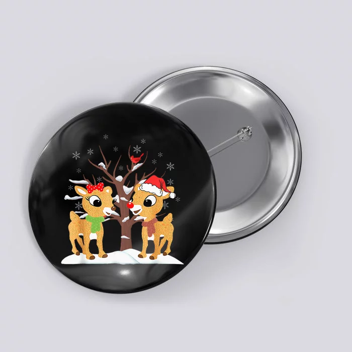 Rudolph And Clarice Christmas Reindeer Button