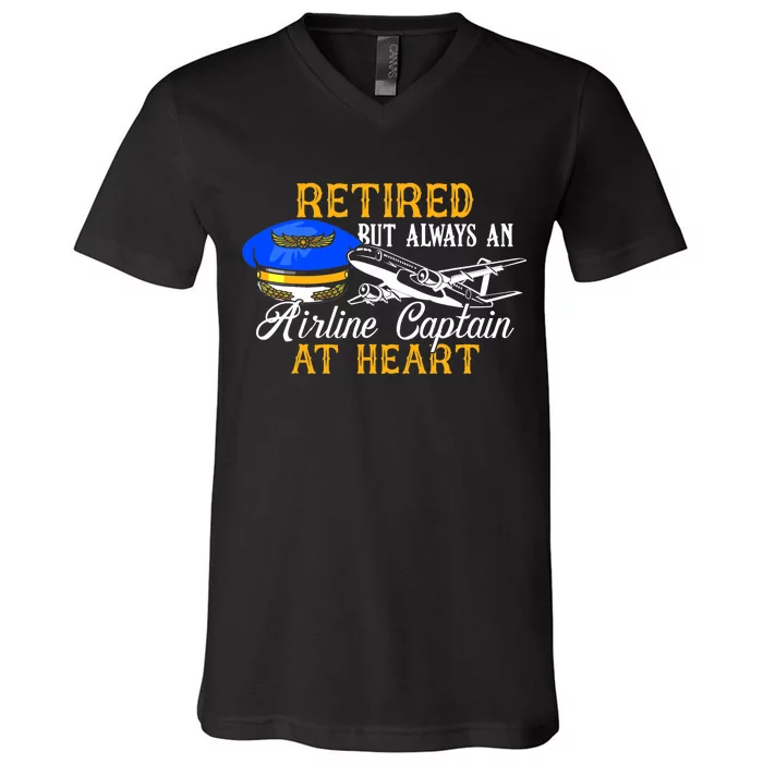 Retired Airline Captain Pilot Retirement Gift V-Neck T-Shirt