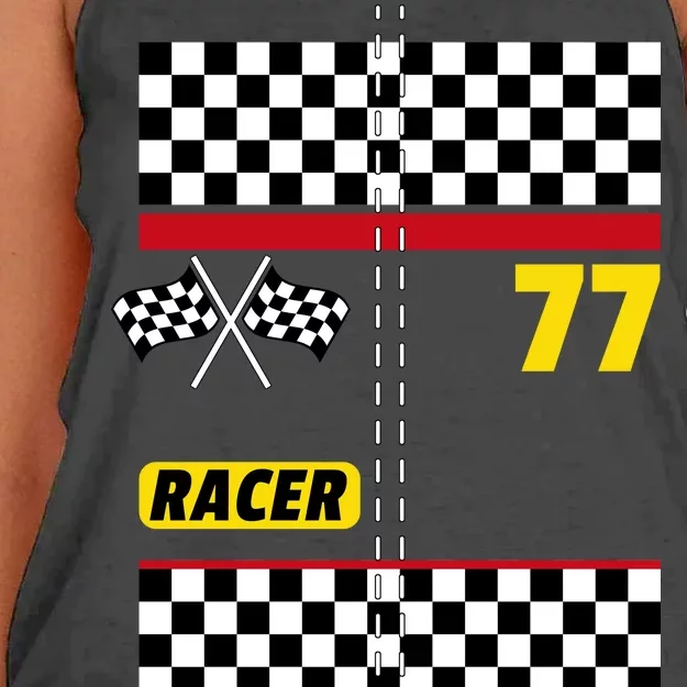 Race Car Driver Costume For Halloween Women's Knotted Racerback Tank