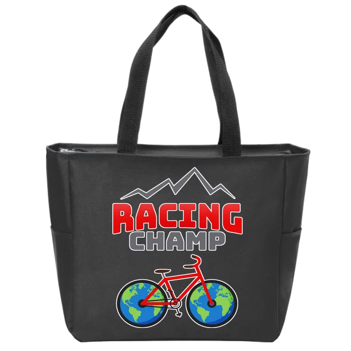 Racing Champ Bicycle Bikers Zip Tote Bag