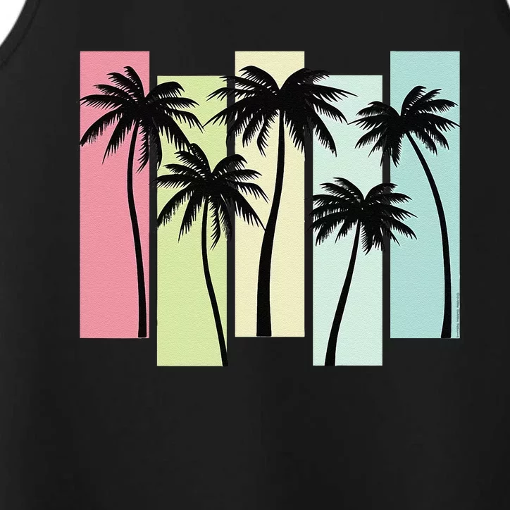 Retro Art Deco Style Summer Vacation Tropical Palm Trees Performance Tank