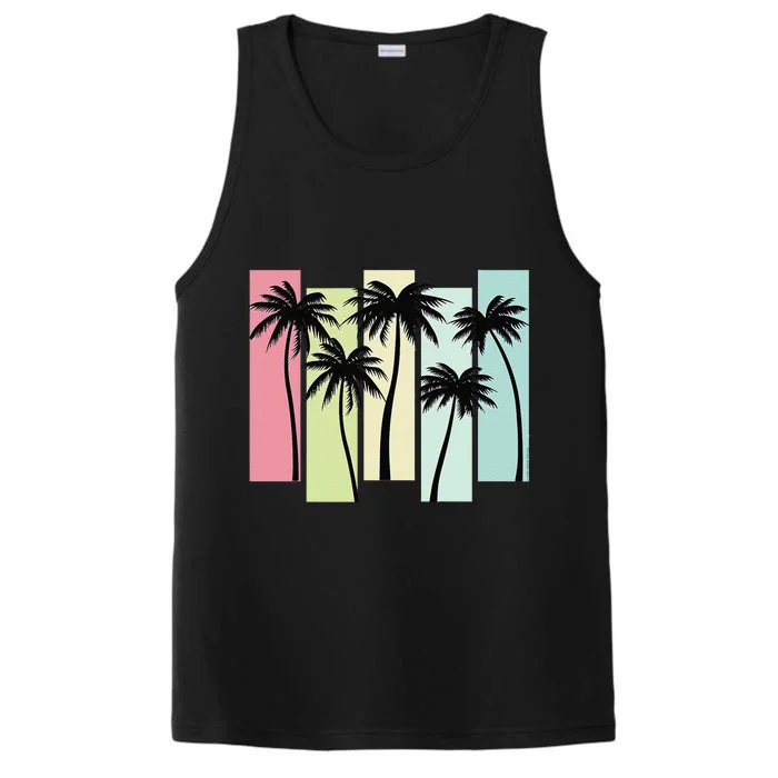 Retro Art Deco Style Summer Vacation Tropical Palm Trees Performance Tank