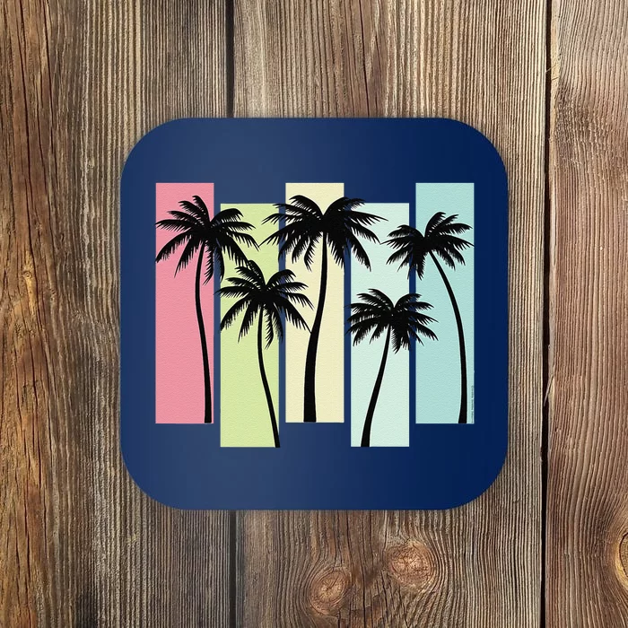 Retro Art Deco Style Summer Vacation Tropical Palm Trees Coaster