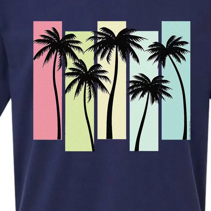 Retro Art Deco Style Summer Vacation Tropical Palm Trees Sueded Cloud Jersey T-Shirt