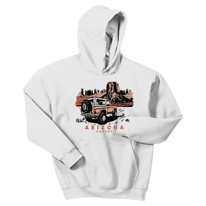 Retro Arizona Desert Truck Country Adventure Nature Kids Hoodie