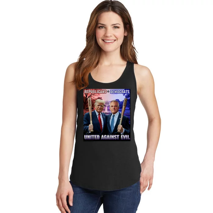 Republicans And Democrats United Against Evil Donald Trump Robert F Kennedy Ladies Essential Tank