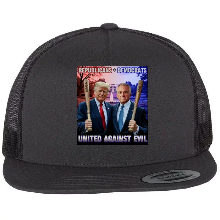 Republicans And Democrats United Against Evil Donald Trump Robert F Kennedy Flat Bill Trucker Hat