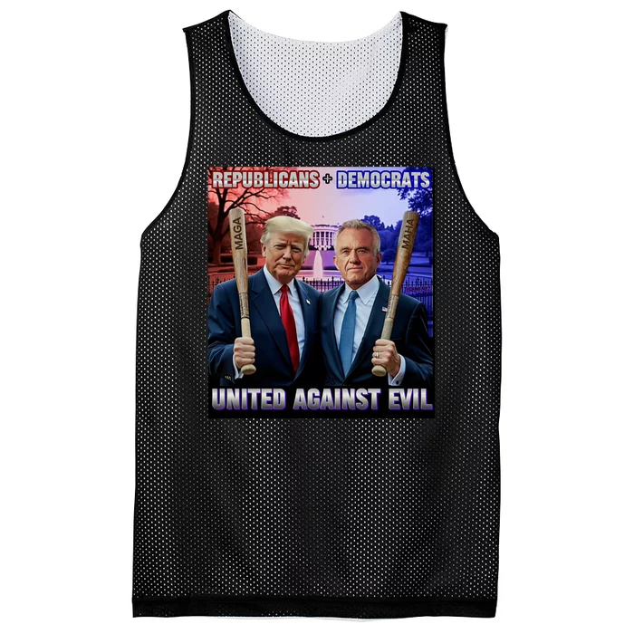 Republicans And Democrats United Against Evil Donald Trump Robert F Kennedy Mesh Reversible Basketball Jersey Tank