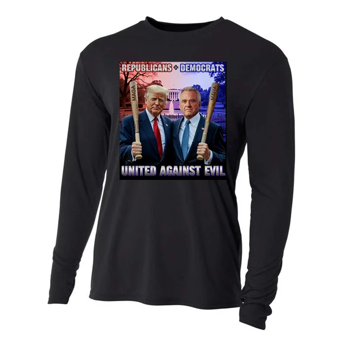 Republicans And Democrats United Against Evil Donald Trump Robert F Kennedy Cooling Performance Long Sleeve Crew