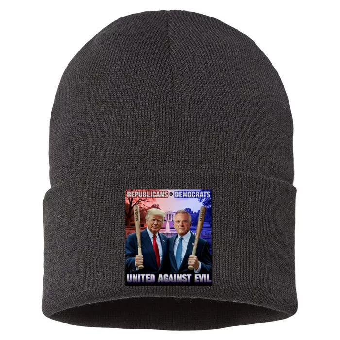 Republicans And Democrats United Against Evil Donald Trump Robert F Kennedy Sustainable Knit Beanie