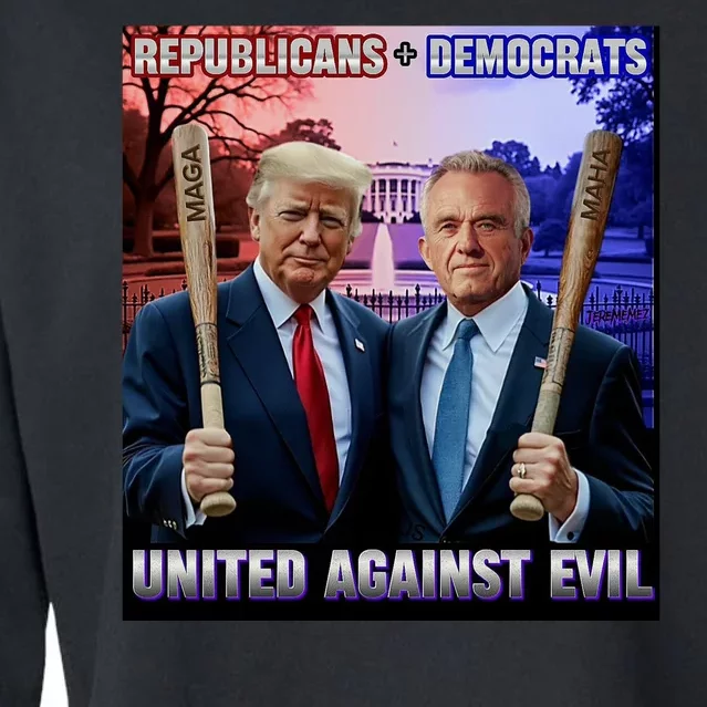 Republicans And Democrats United Against Evil Donald Trump Robert F Kennedy Cropped Pullover Crew