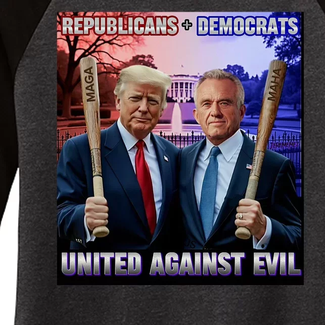 Republicans And Democrats United Against Evil Donald Trump Robert F Kennedy Women's Tri-Blend 3/4-Sleeve Raglan Shirt