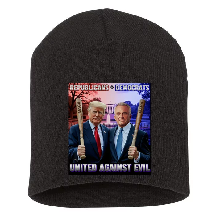 Republicans And Democrats United Against Evil Donald Trump Robert F Kennedy Short Acrylic Beanie