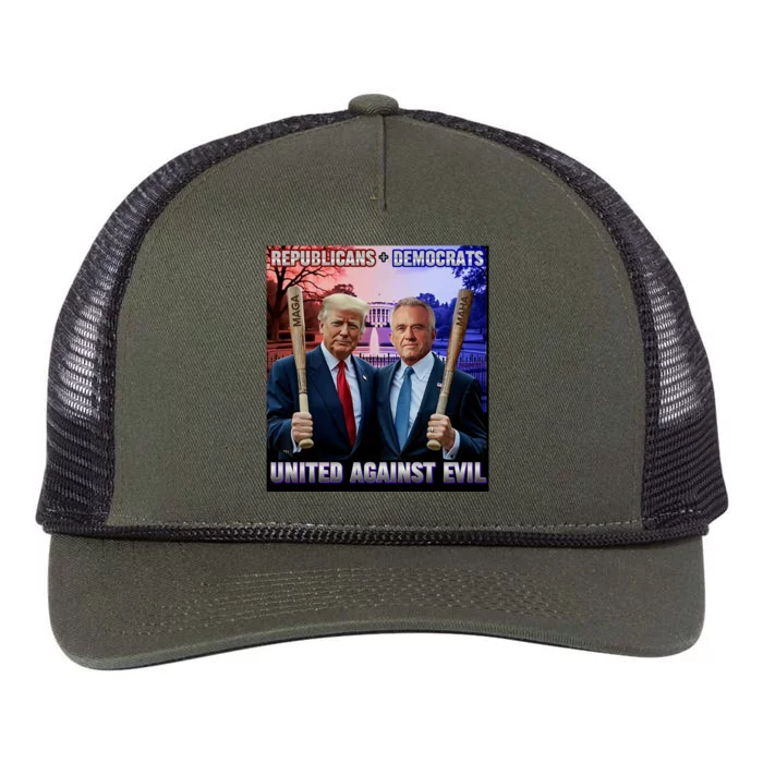 Republicans And Democrats United Against Evil Donald Trump Robert F Kennedy Retro Rope Trucker Hat Cap