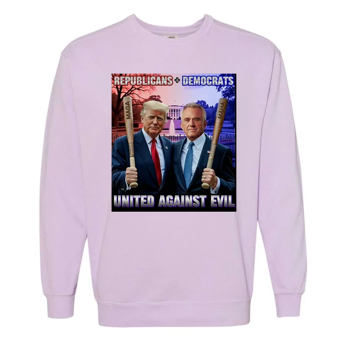 Republicans And Democrats United Against Evil Donald Trump Robert F Kennedy Garment-Dyed Sweatshirt