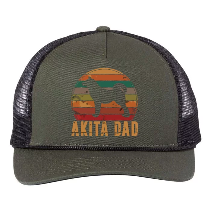 Retro Akita Dad Gift Akita Daddy Dog Owner Pet Father Retro Rope Trucker Hat Cap