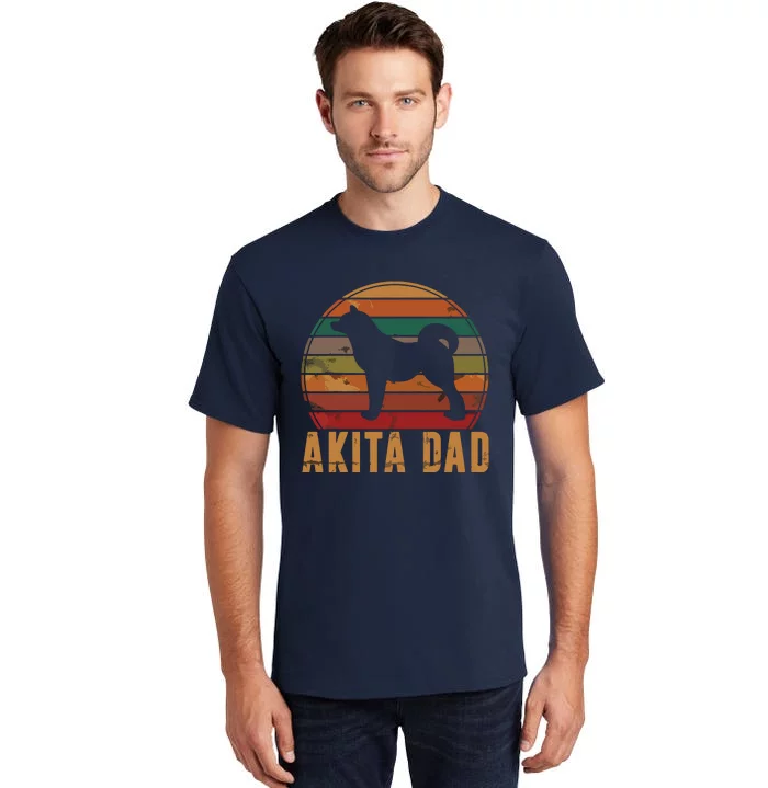 Retro Akita Dad Gift Akita Daddy Dog Owner Pet Father Tall T-Shirt