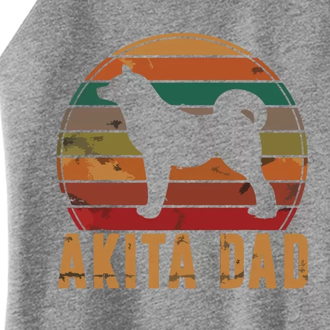 Retro Akita Dad Gift Akita Daddy Dog Owner Pet Father Women’s Perfect Tri Rocker Tank