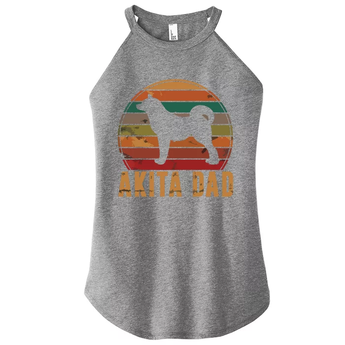 Retro Akita Dad Gift Akita Daddy Dog Owner Pet Father Women’s Perfect Tri Rocker Tank