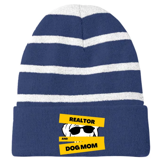 Realtor And Dog Mom Gift Ideas Striped Beanie with Solid Band