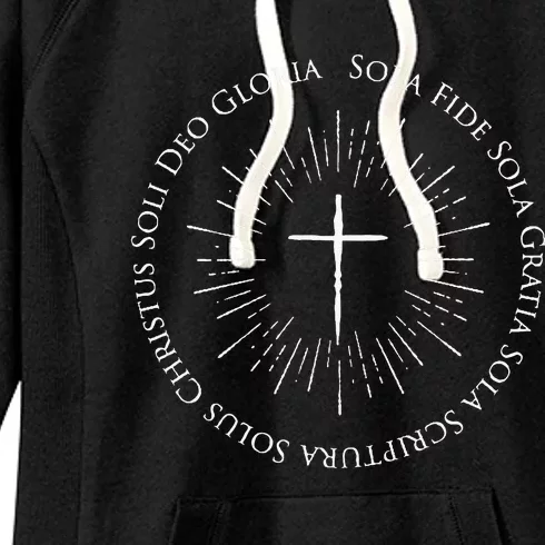 Reformation Anniversary Design With 5 Solas Cross Women's Fleece Hoodie