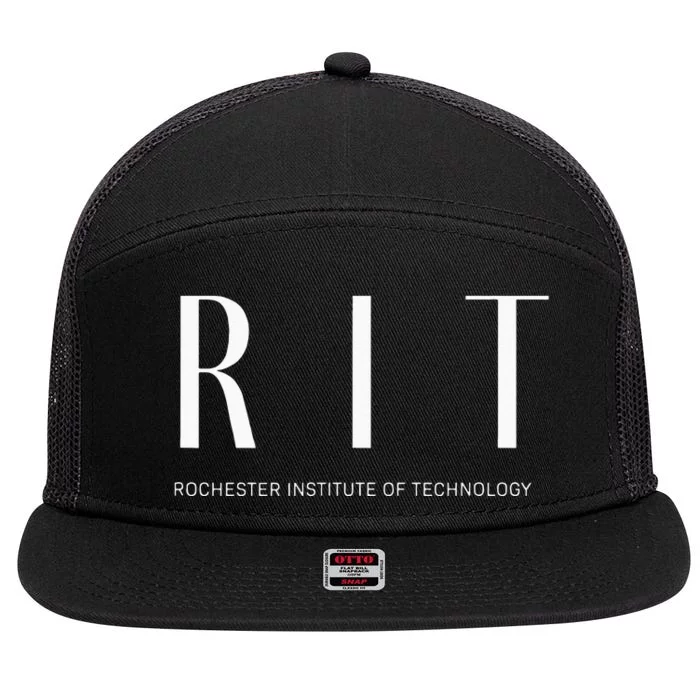 RIT Art Deco Style College 7 Panel Mesh Trucker Snapback Hat