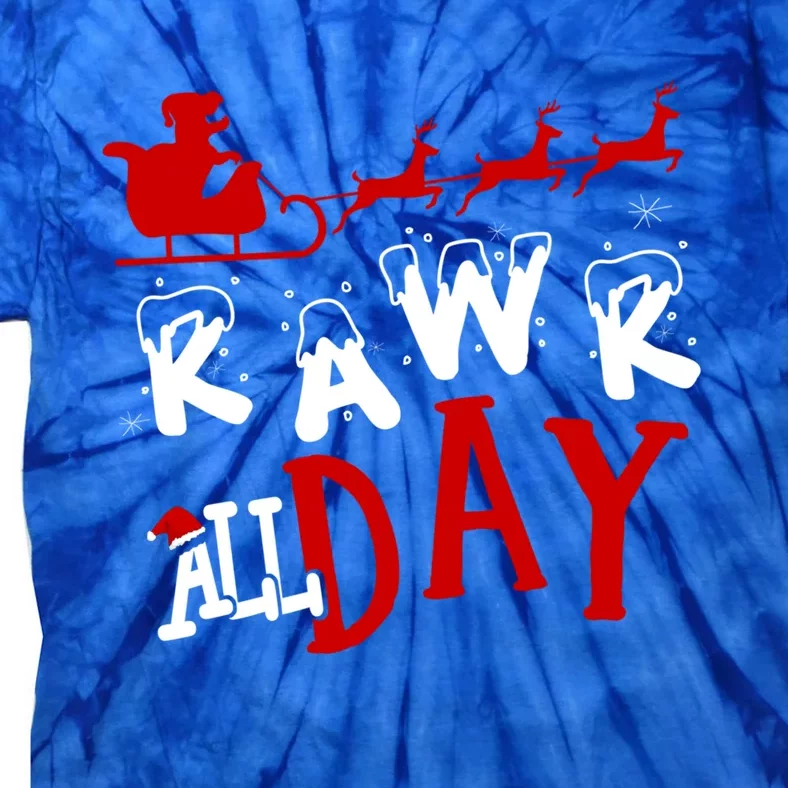 Rawr All Day Trex Dino Christmas Trex On Santa Sled Xmas Gift Tie-Dye T-Shirt