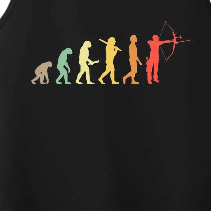 Retro Archery Evolution Gift For Archers & Bowmen Performance Tank