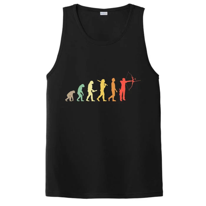 Retro Archery Evolution Gift For Archers & Bowmen Performance Tank