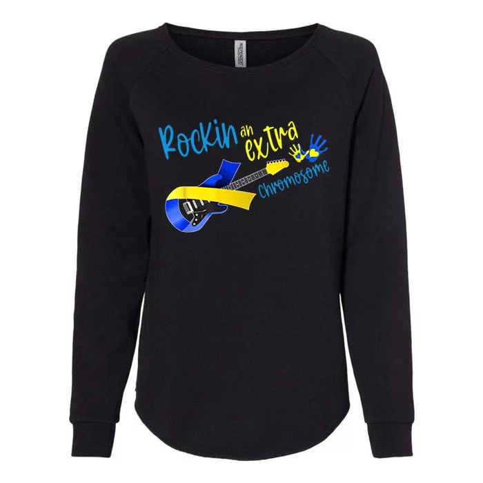 Rockin’ An Extra Chromosome Rock Guitar Down Syndrome T21 Gift Womens California Wash Sweatshirt