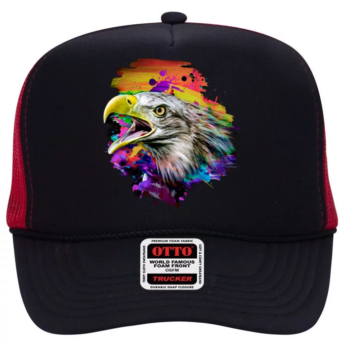 Realistic Abstract Eagle High Crown Mesh Trucker Hat