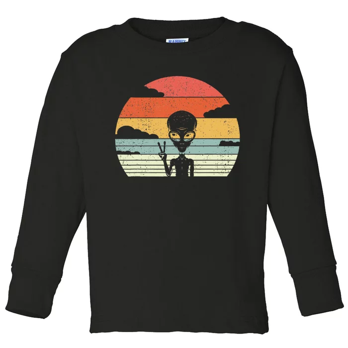 Retro Alien Extraterrestrial Space Toddler Long Sleeve Shirt