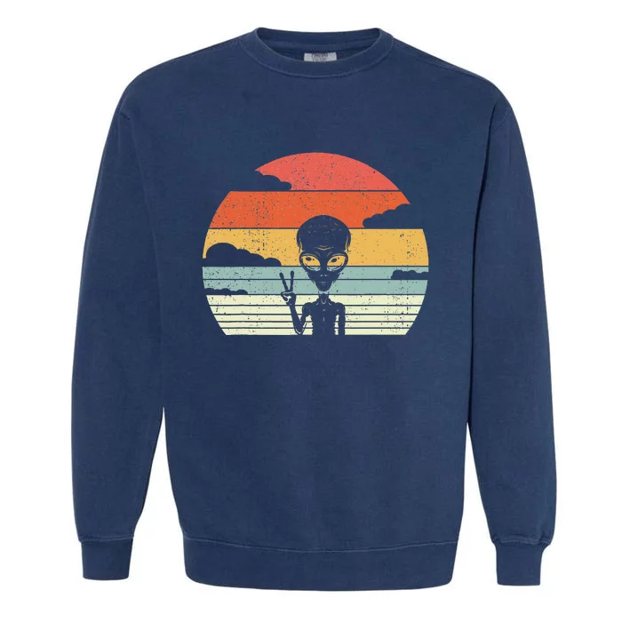 Retro Alien Extraterrestrial Space Garment-Dyed Sweatshirt