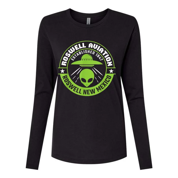 Roswell Aviation Established 1947 Roswell Alien Womens Cotton Relaxed Long Sleeve T-Shirt