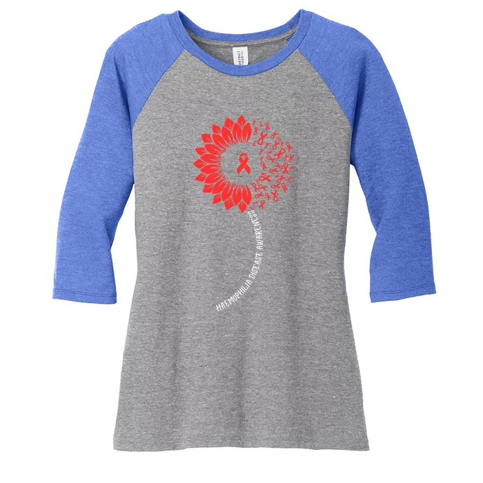 Raise Awareness For World Haemophilia Month Red Sunflower Cool Gift Women's Tri-Blend 3/4-Sleeve Raglan Shirt