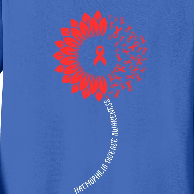 Raise Awareness For World Haemophilia Month Red Sunflower Cool Gift Kids Long Sleeve Shirt